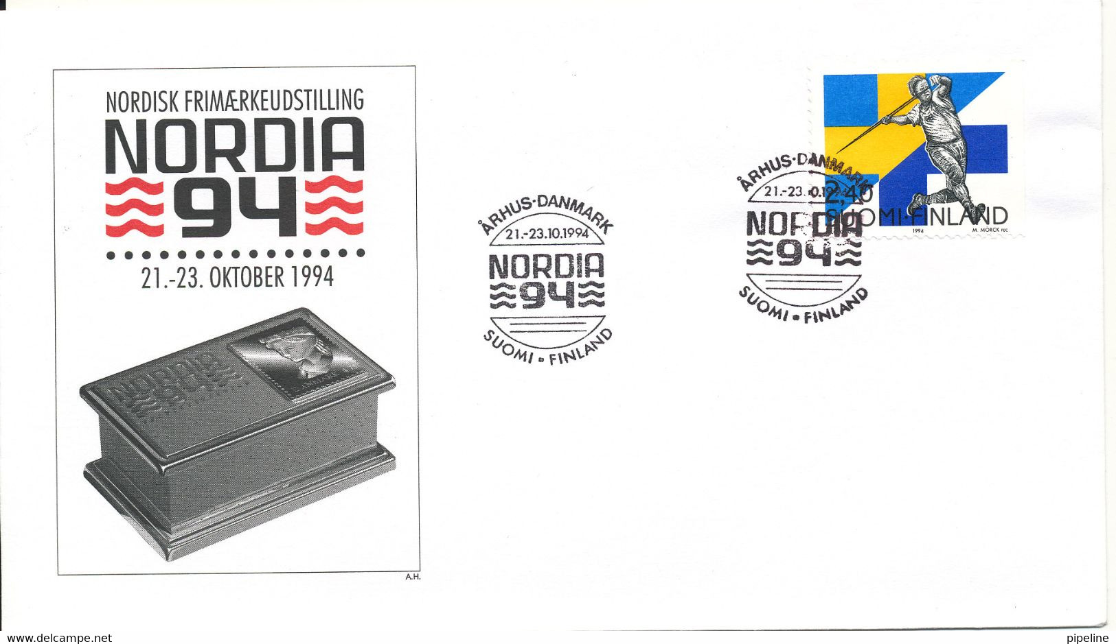 Finland Cover With Special Postmark NORDIA 94 Aarhus Denmark  21-23/10- 1994 With Cachet - Covers & Documents