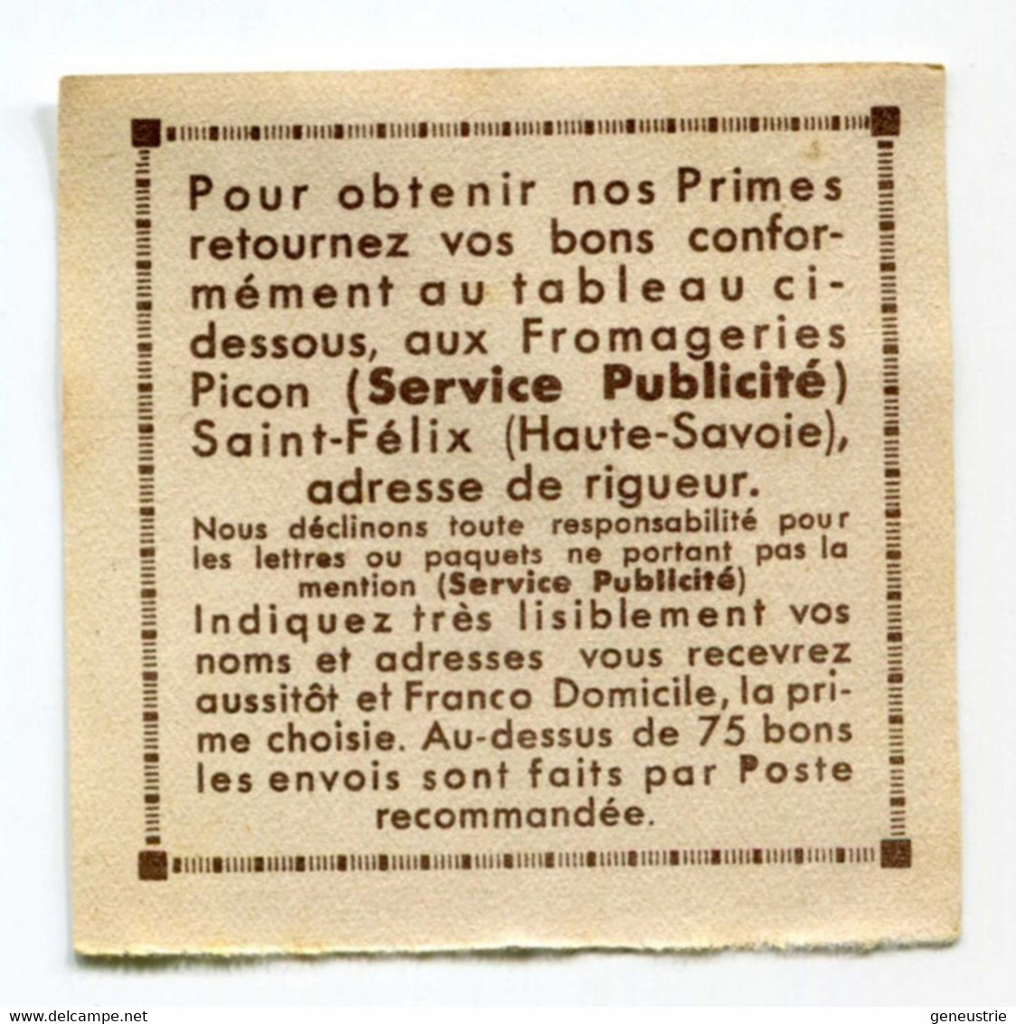 Bon-Prime "Crème De Gruyère Mère Picon" Fromagerie Saint Félix - Haute Savoie - Vache - Fermière - Fromage - Monétaires / De Nécessité