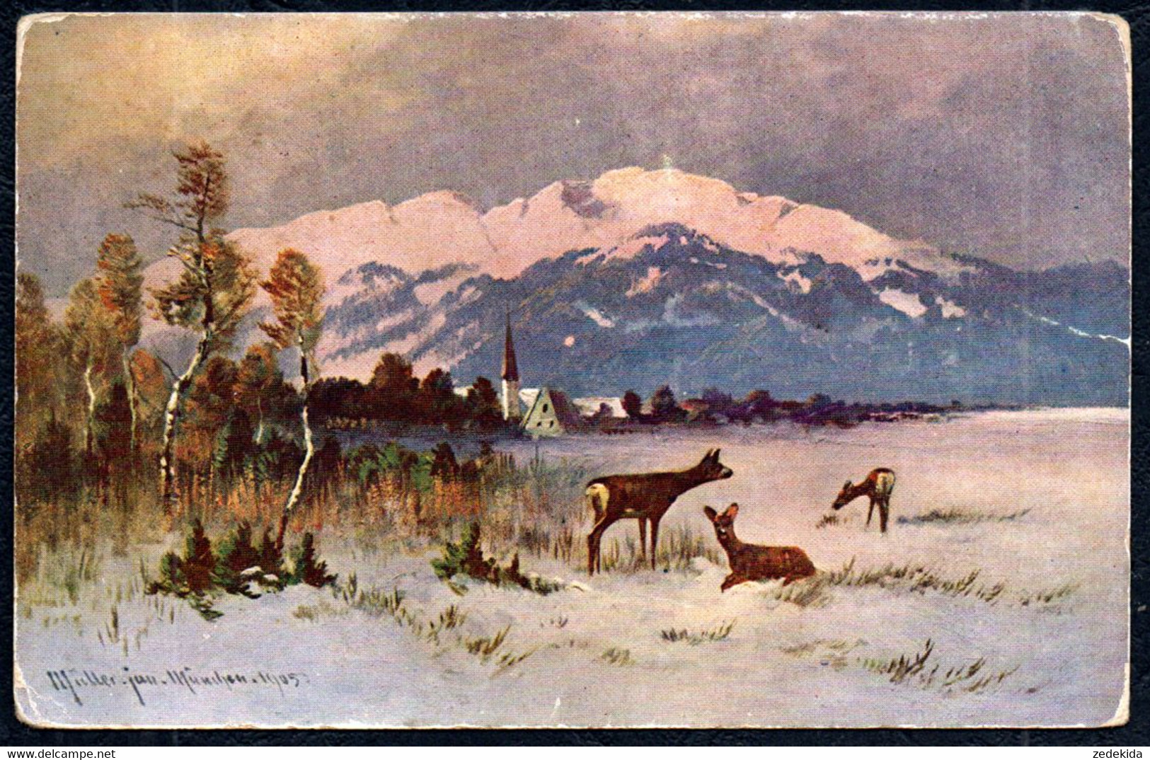 F9264 - Müller Jn. München Künstlerkarte - Winterlandschaft - Erika - Mueller, August - Munich