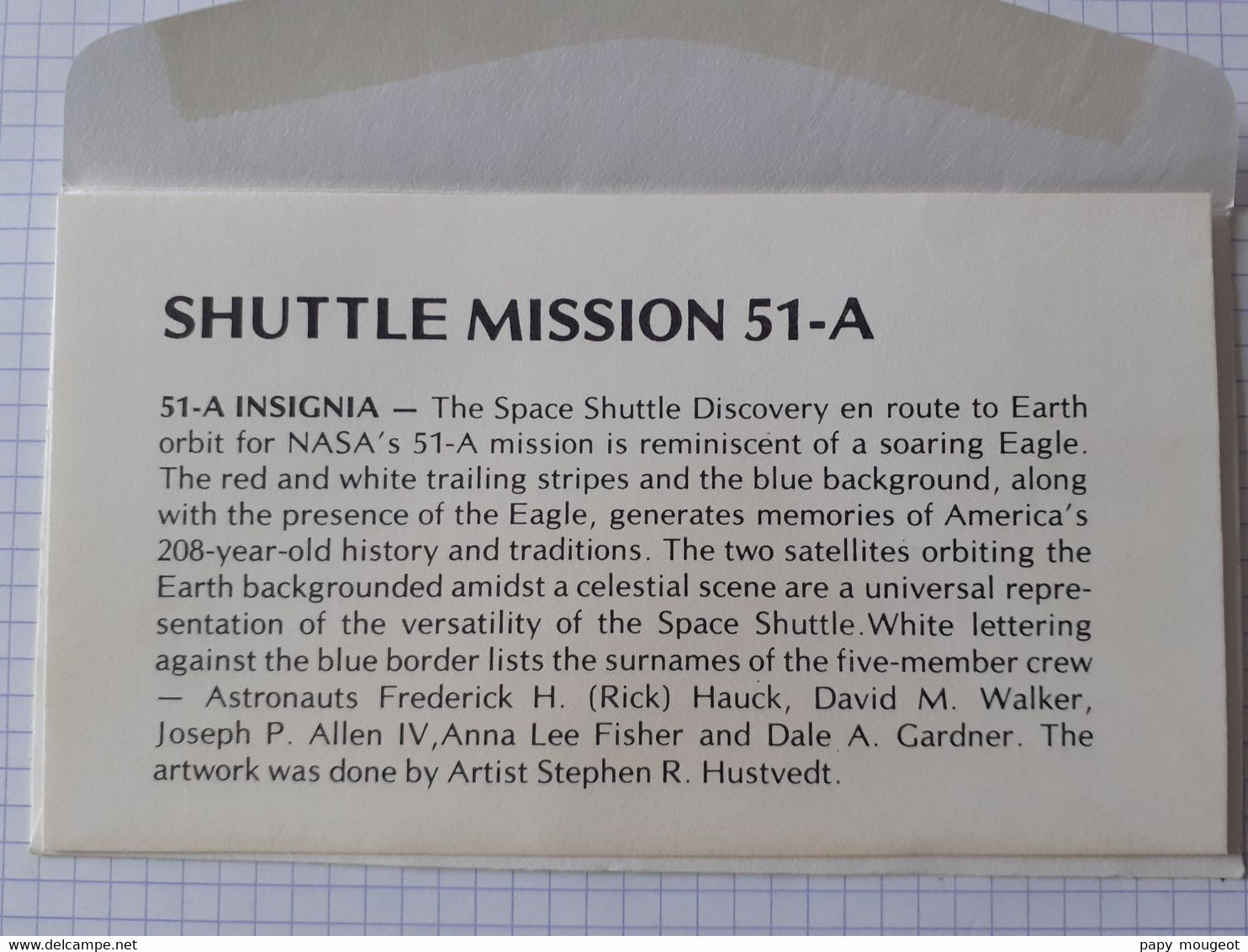 USA - Shuttle Mission 51-A - ALLEN FISHER GARDNER HAUCK WALKER - 16-11-1984 - America Del Nord
