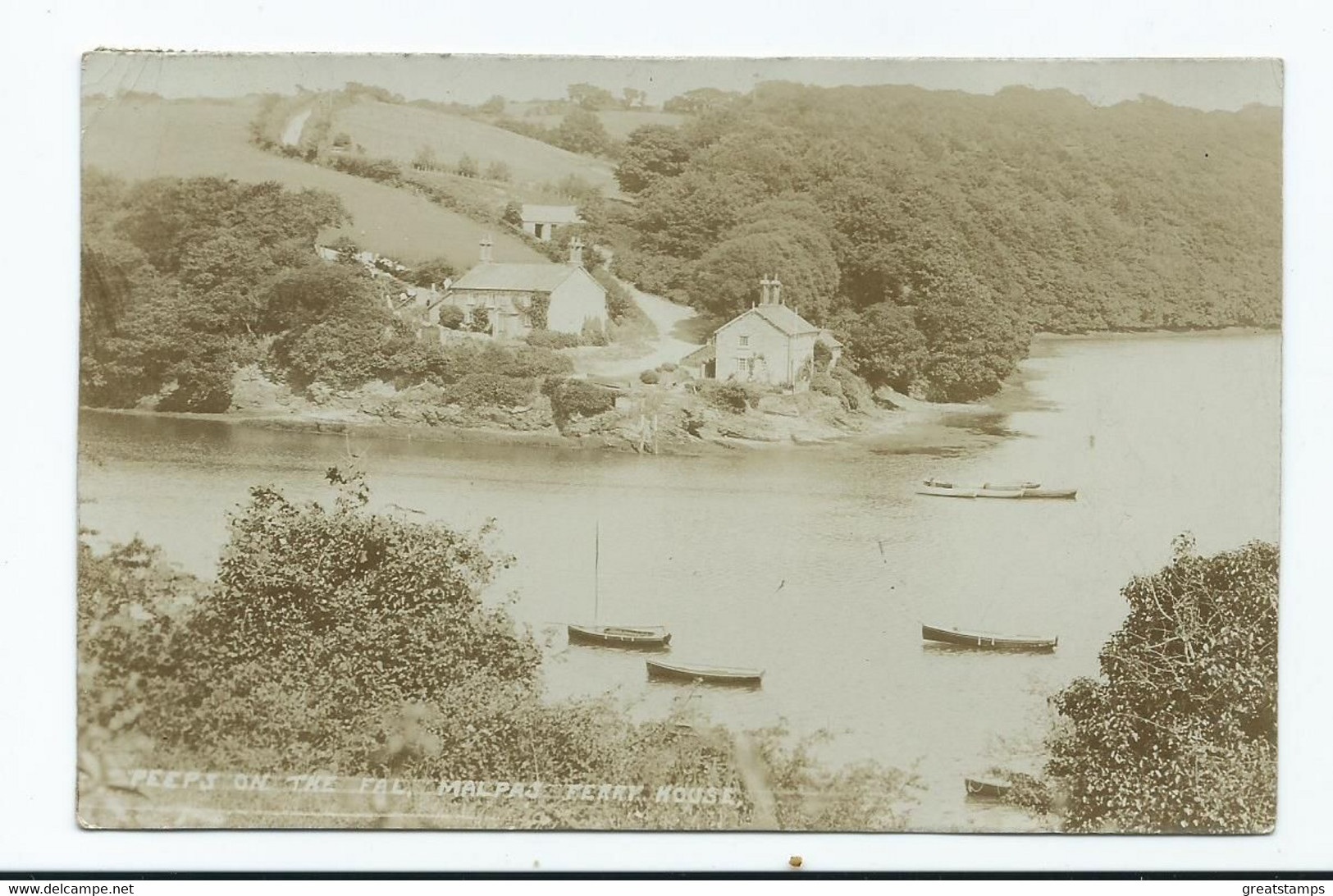 Cornwall Postcard  Peeps On The River Fal Malpas Ferry House Rp  Nice Downey Head 1912 - Falmouth