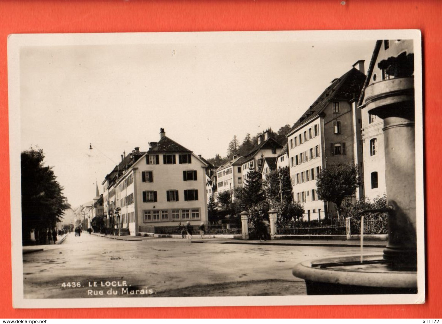 KCA-30 Le Locle, Rue Du Marais, Fontaine.  Perrochet-Matile 4436. Circulé 1933  Timbre Manque - Le Locle