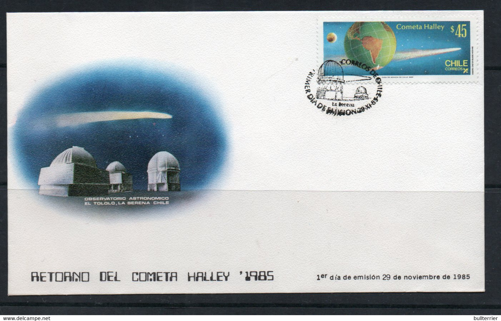 SPACE -  CHILE  - 1986 - HALLEYS COMET   ON ILLUSTRATED FDC - South America