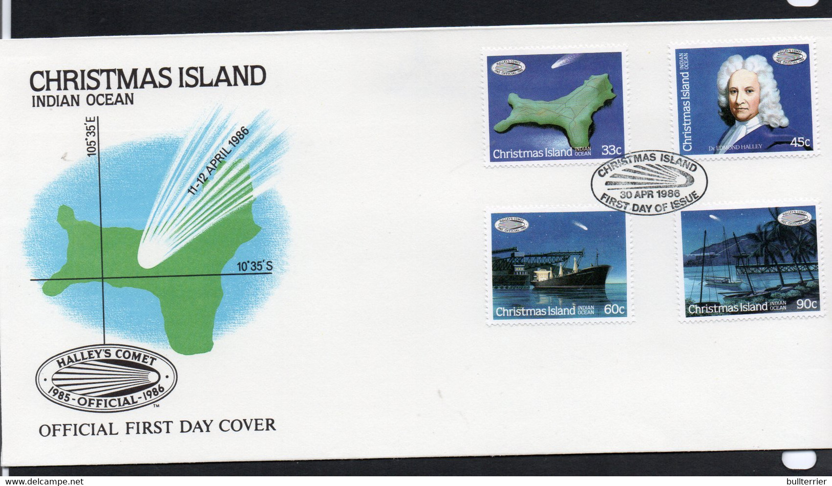 SPACE - CHRISTMAS ISLAND -  1986 - HALLEYS COMET SET OF 4 ON ILLUSTRATED FDC - Africa