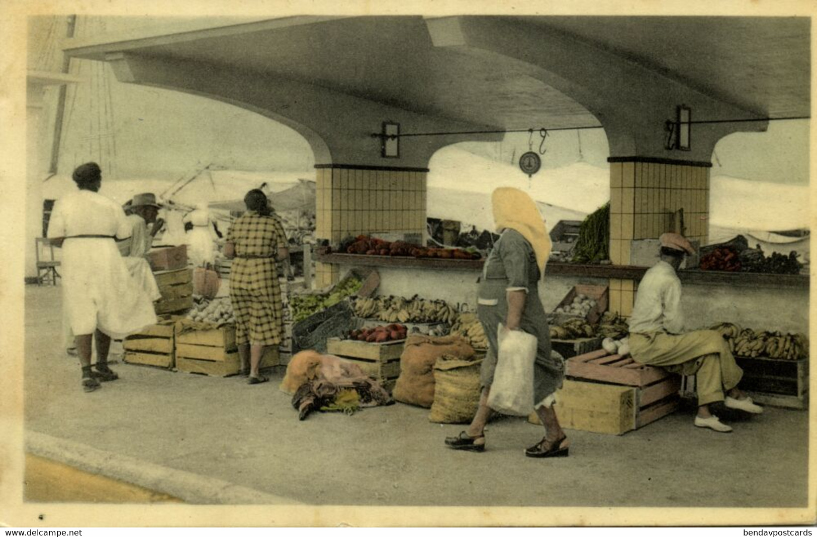 Aruba, N.A., ORANJESTAD, Fruit Market (1954) Postcard - Aruba