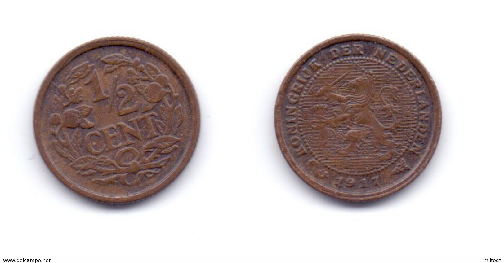 Netherlands 1/2 Cent 1917 - 0.5 Centavos