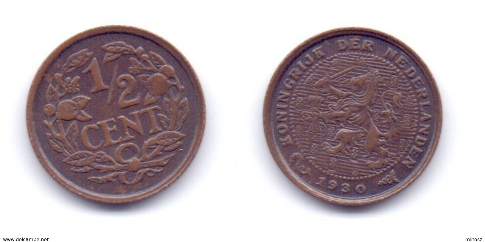 Netherlands 1/2 Cent 1930 - 0.5 Centavos