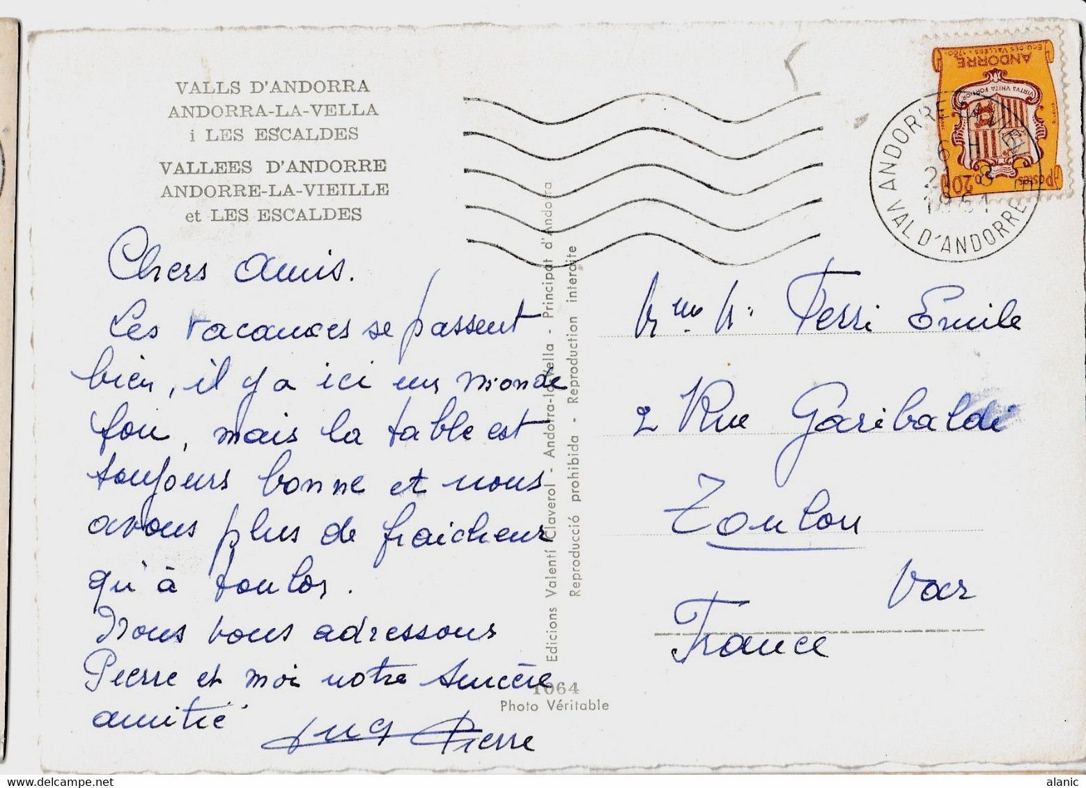 Andorre Français SUR CARTE POSTALE  N°157 - Cartas & Documentos