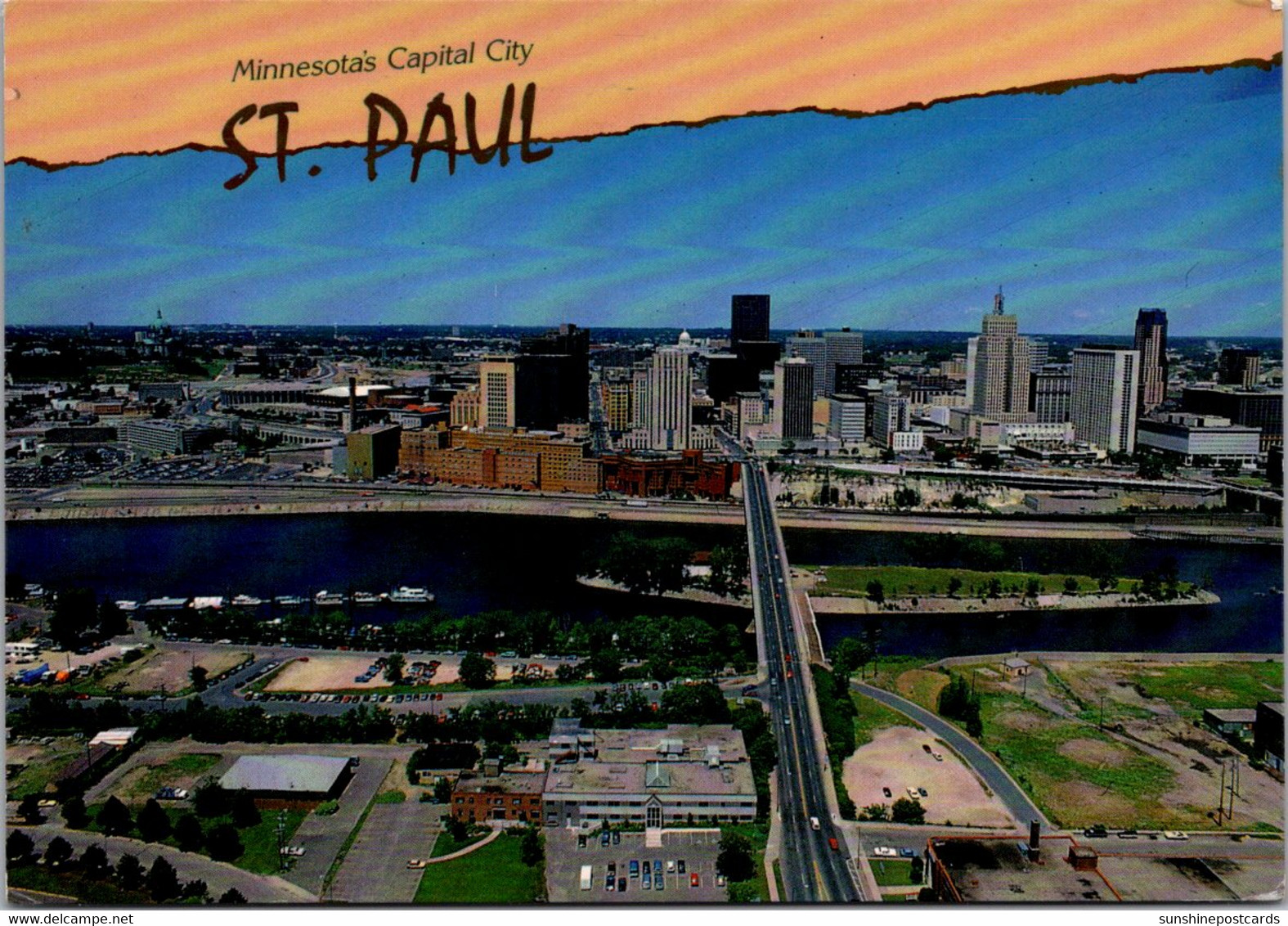 Minnesota St Paul Aerial View Of Skyline Overlooking Mississippi River 1996 - St Paul