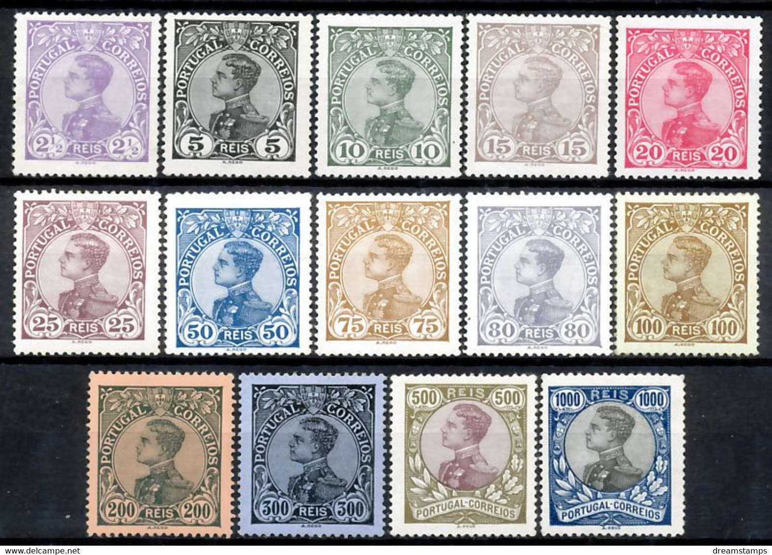 !										■■■■■ds■■ Portugal 1910 AF#156-169 */** King Manuel II Complete Set (x0554) - Ongebruikt