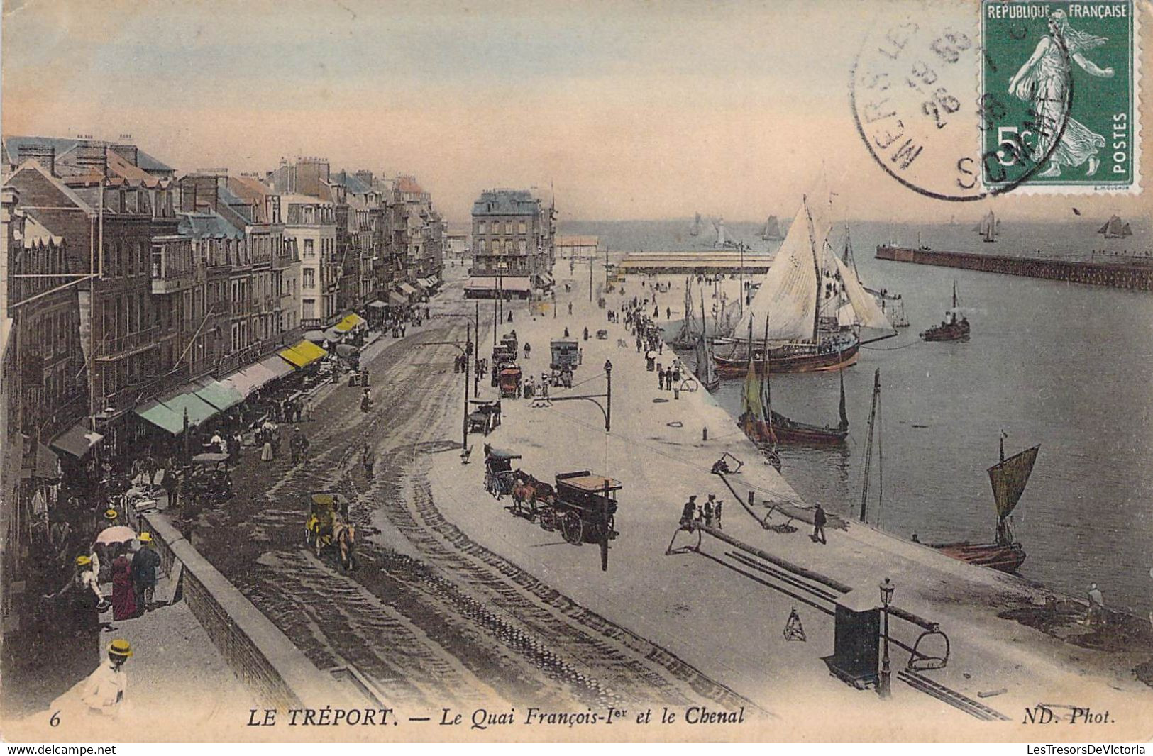 CPA - 76 - LE TREPORT - Le Quai François Ier Et Le Chenal - Colorisée - Chevaux - Calèches - Voilier - Bateau - Animée - Le Treport