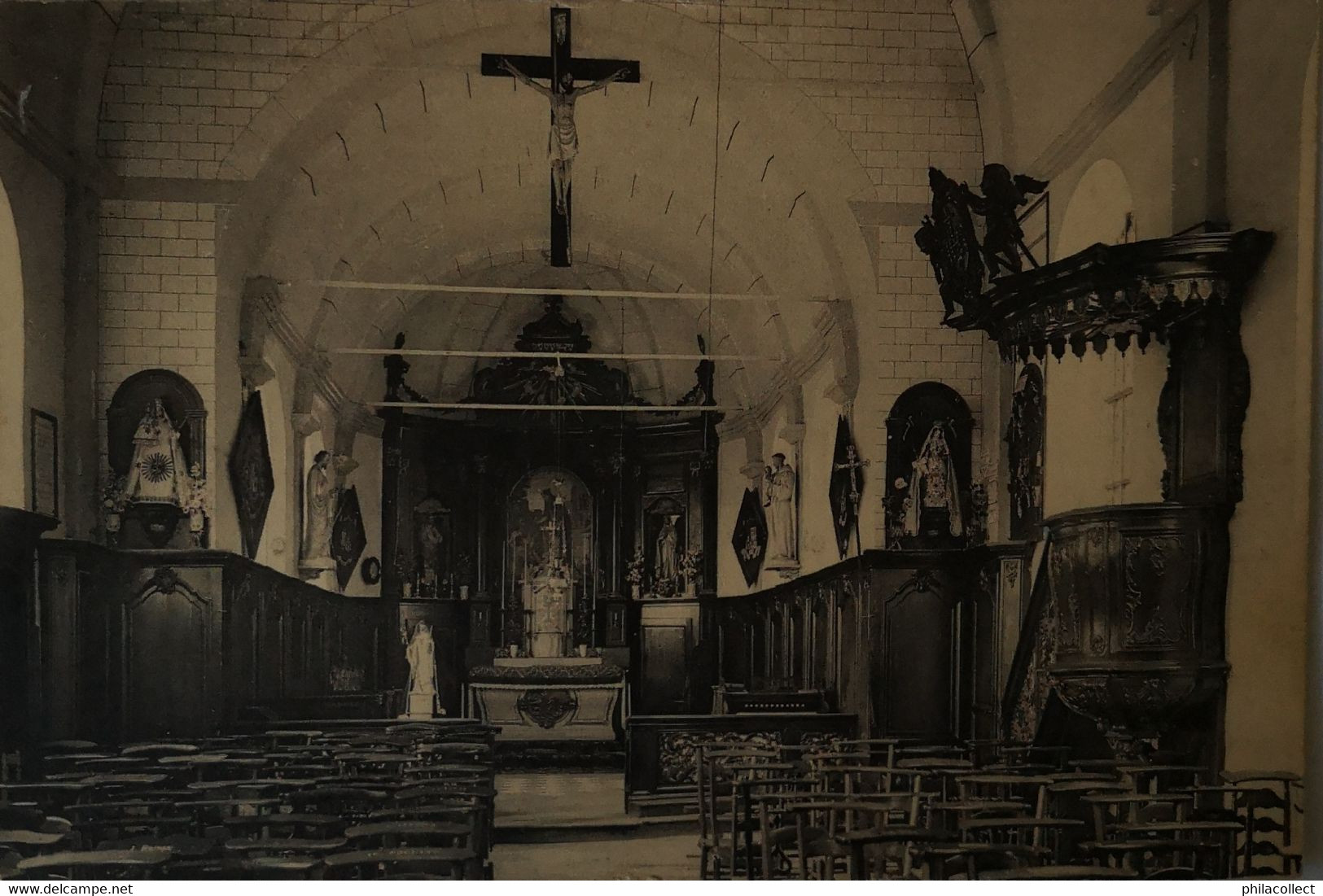 Chaussee Notre Dame Louvignies // Interieur De L'Eglise 1945 - Soignies