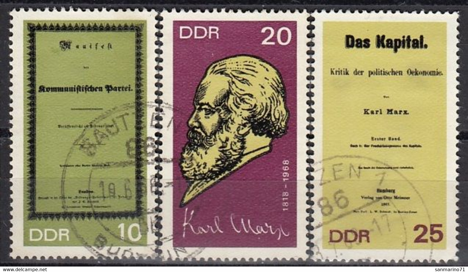 GERMANY DDR 1365-1367,used,falc Hinged - Karl Marx