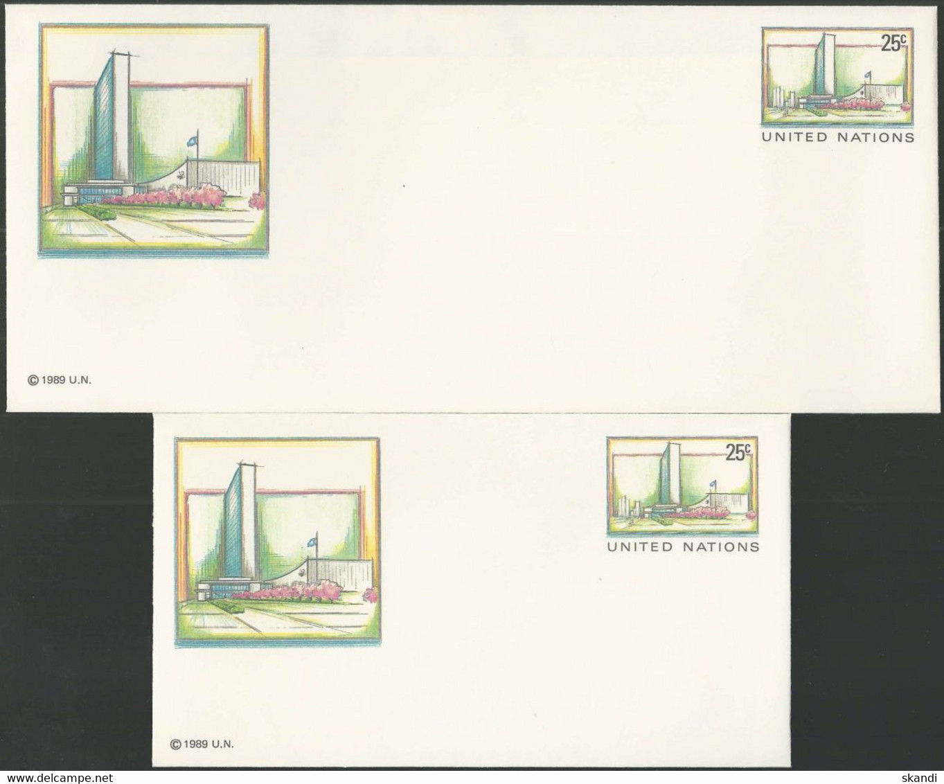 UNO NEW YORK 1989 Mi-Nr. U 8 A + B Ganzsache Umschlag Ungebraucht - Brieven En Documenten