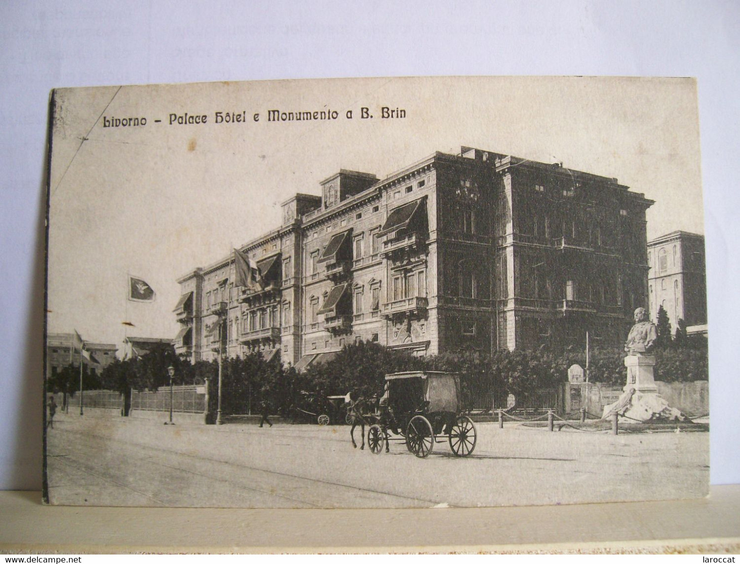 1917 - Livorno - Palace Hotel E Monumento A B. Brin - Albergo - Calesse Carrozza - Ed. A. Mei - Per Oristano -  2 Scans. - Livorno