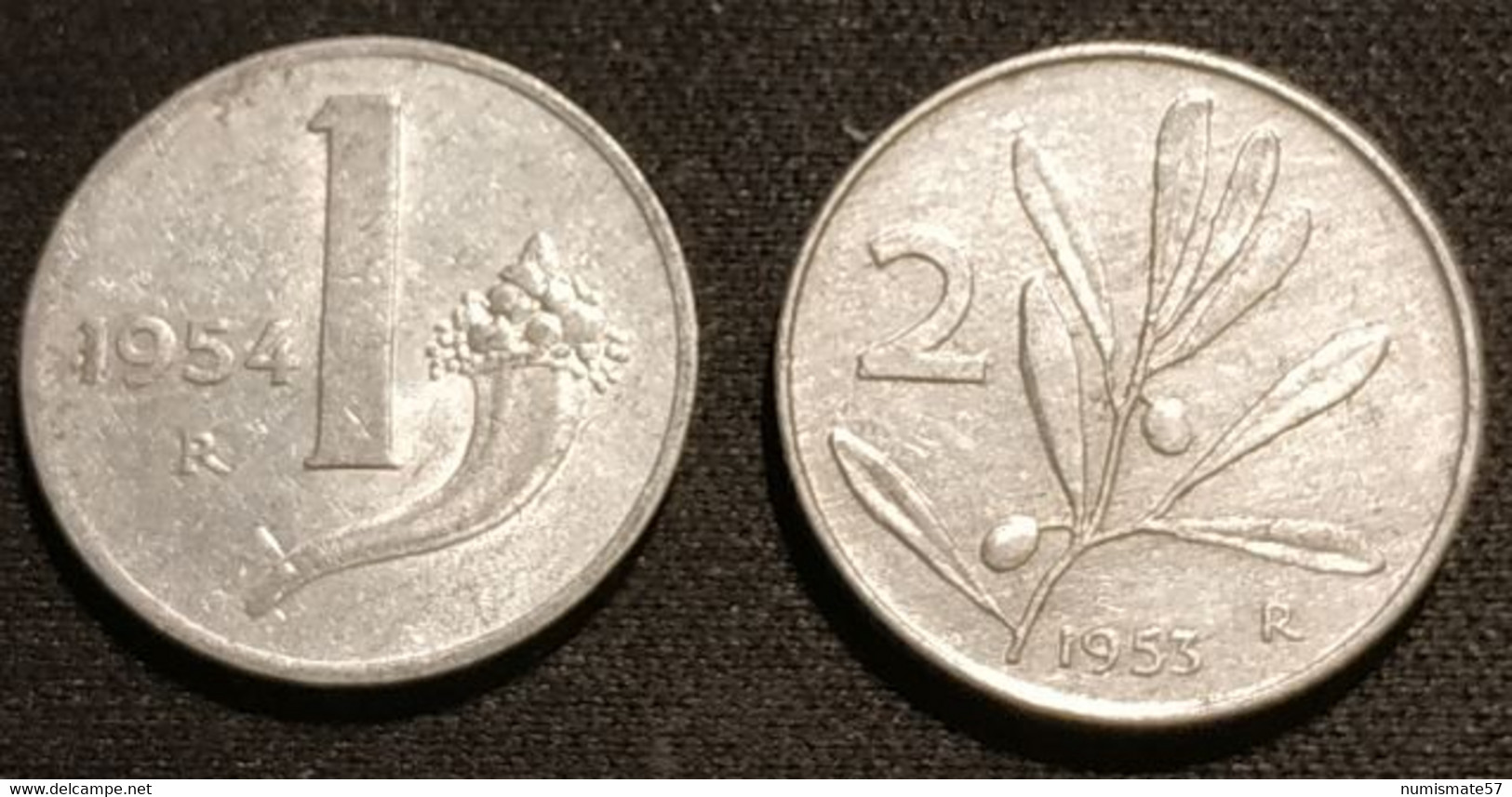 ITALIE - ITALIA - Lot De 2 Pièces - 1 LIRE 1954 - KM 91 - 2 LIRES 1953 - KM 94 - 1 Lira