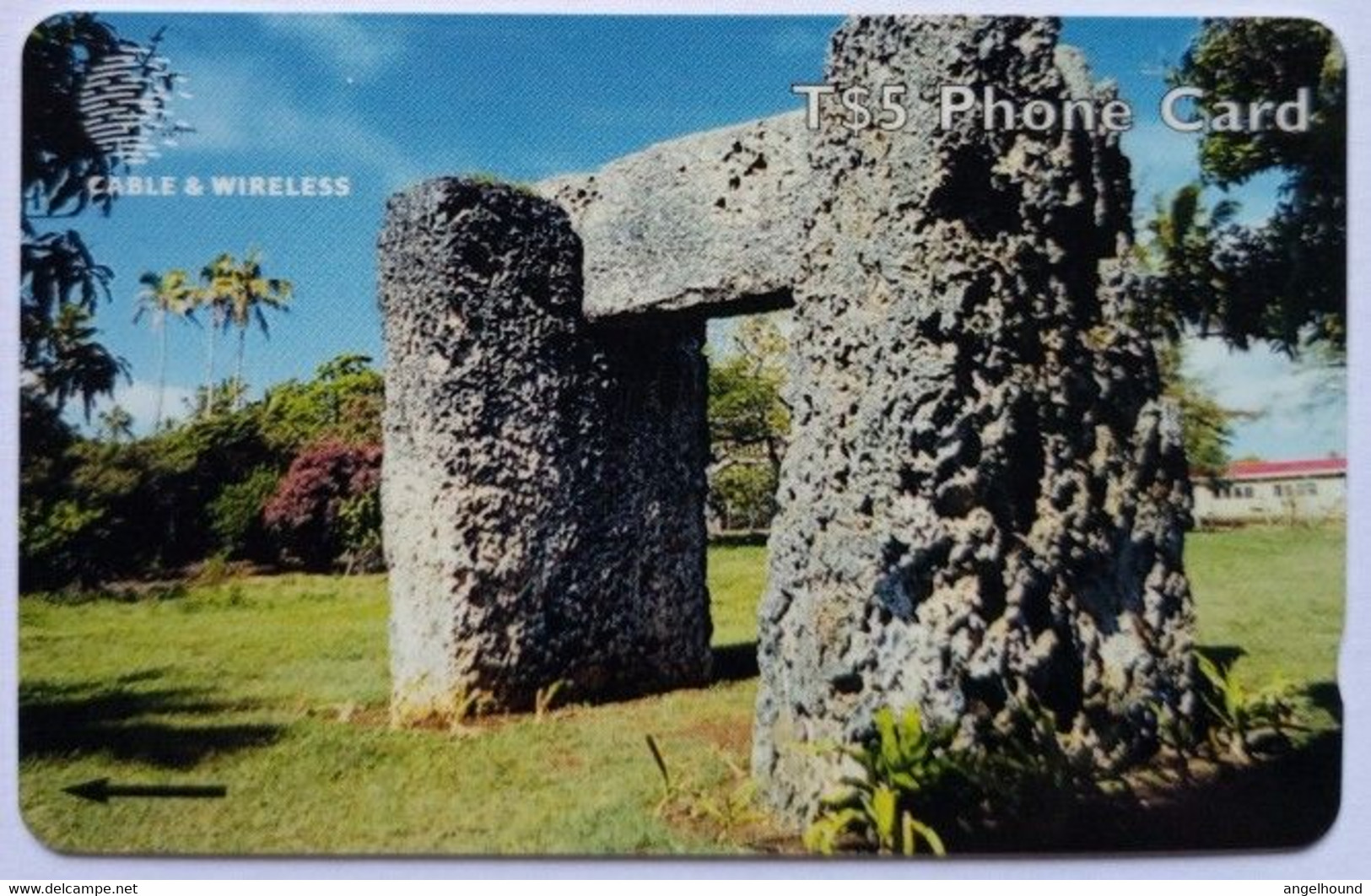 Tonga Cable And Wireless T$5 323CTDG " Ha'amonga ( The Ancient Royal Archway " Old Logo - Tonga