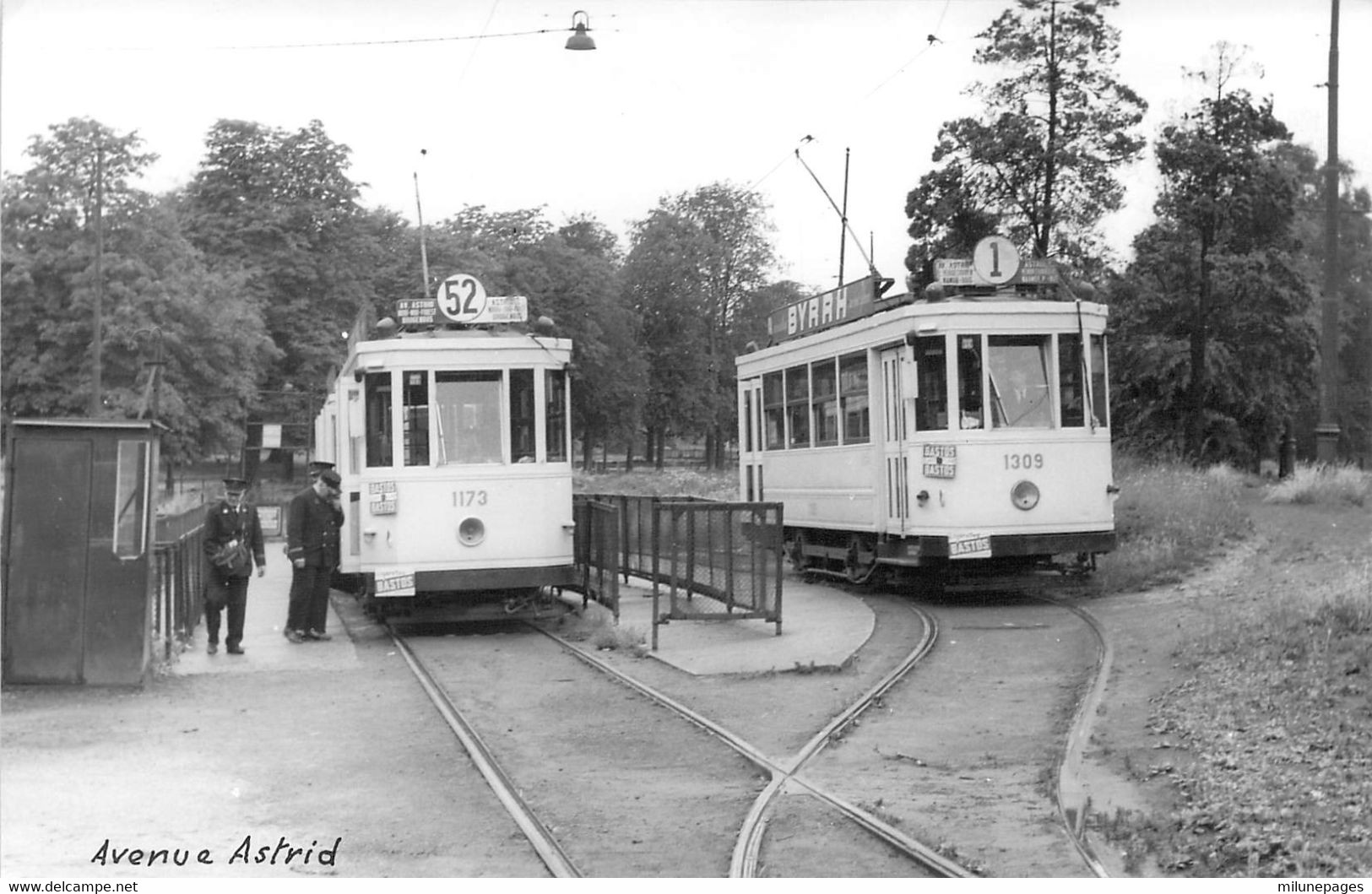 Belgique Belgie Photo Carte Du Tram Ligne 1 Et 52 Avenue Astrid à Bruxelles En 1957 Cliché Bazin - Public Transport (surface)