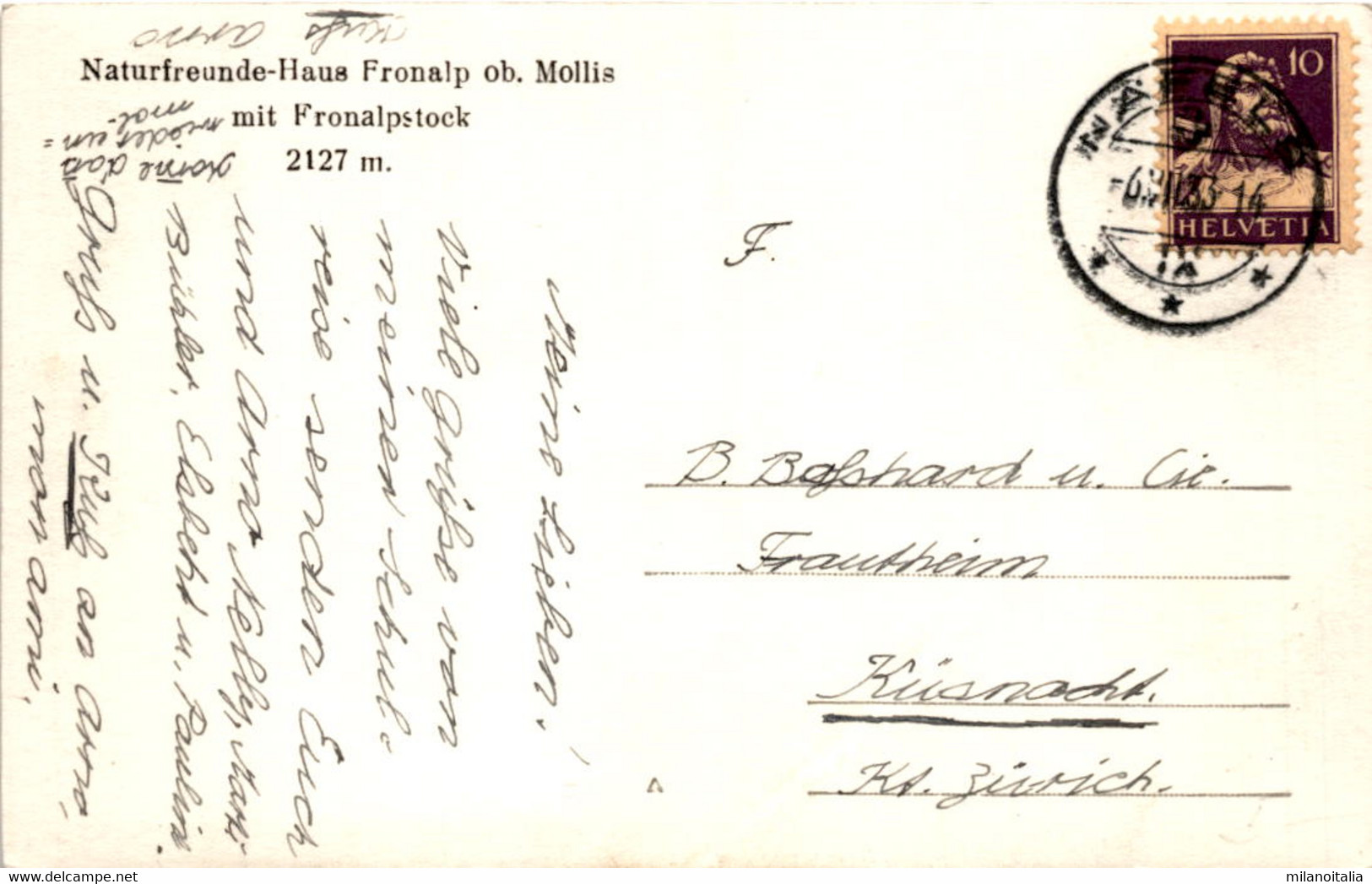 Naturfreunde-Haus Fronalp Ob Mollis Mit Fronalpstock * 6. 7. 1933 - Mollis