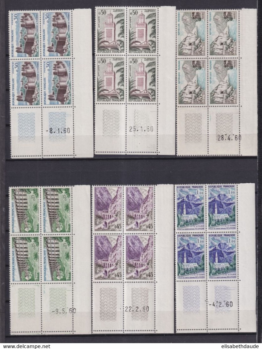 COINS DATES 1960 - SERIE COMPLETE YVERT N° 1235/1241 En BLOC De 4 ** MNH - 2 SCANS - COTE = 58.5 EUR. - 1960-1969