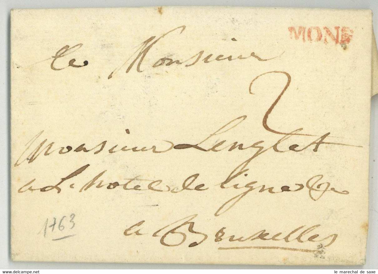 Mons 1763 Petit Pour Bruxelles Cachet De Cire Rouge!!! - 1714-1794 (Oostenrijkse Nederlanden)