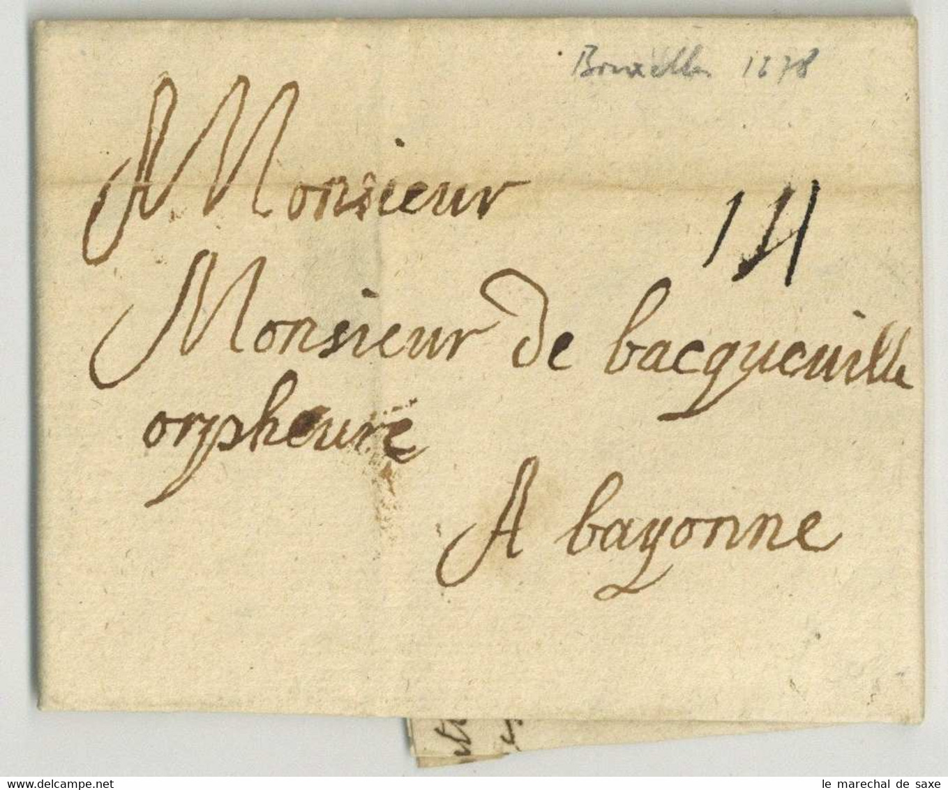 Bruxelles 1678 Lettre Taxee Pour Bayonne - 1621-1713 (Paesi Bassi Spagnoli)