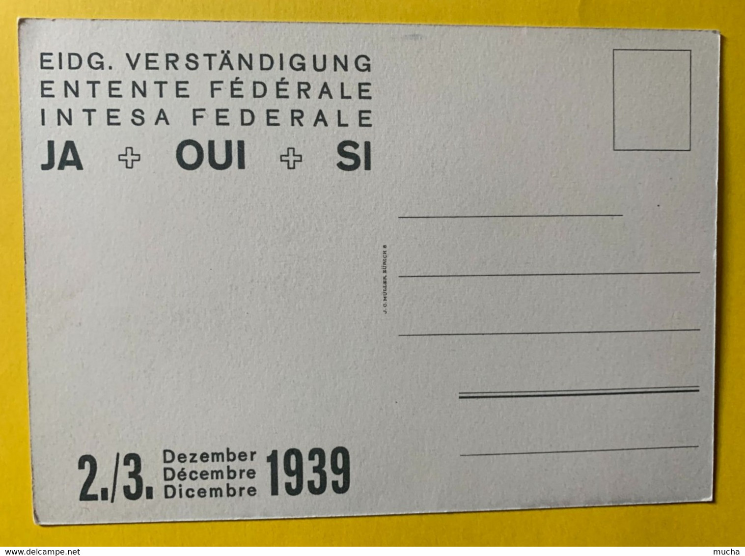17905 - Suisse Votations Fédérales  Entente Fédérale OUI Décembre 1939  Facteur En Hiver Illustration Scherer - Evènements