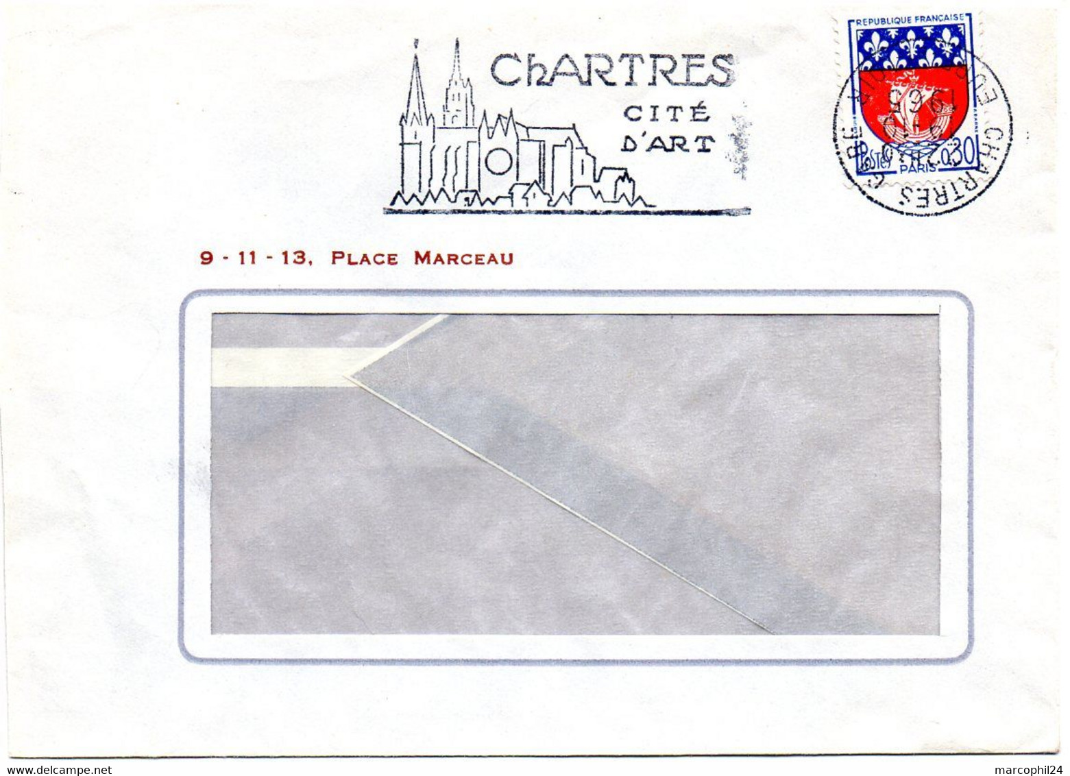 EURE Et LOIR - Dépt N° 28 = CHARTRES GARE 1965 (BD Inversé) = FLAMME Non Codée = SECAP Illustrée  ' Cité D' Art ' - Mechanical Postmarks (Advertisement)