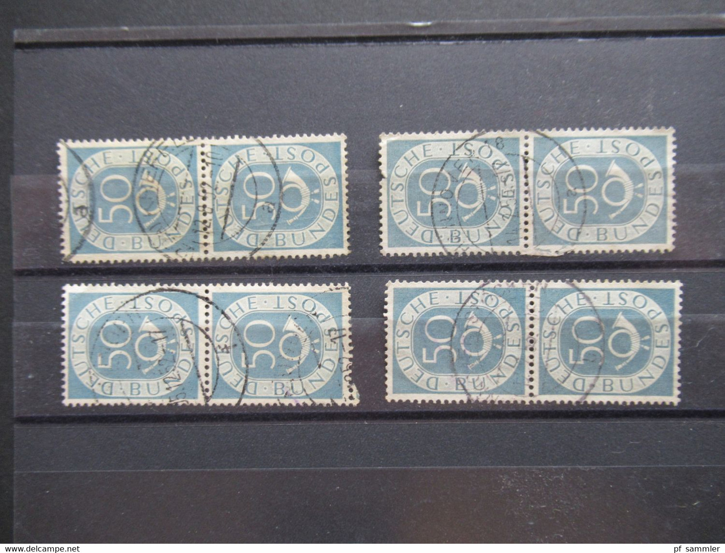 BRD Posthorn 1952 Michel Nr. 134 4x Als Senkrechtes Paar Gestempelt - Gebruikt