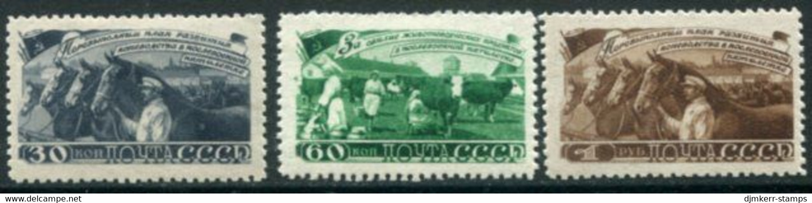 SOVIET UNION 1948 5-Year Plan: Livestock Breeding LHM / *.  Michel  1256-58 - Unused Stamps