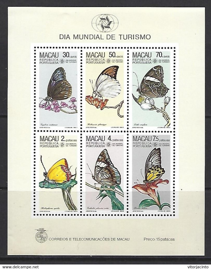 PORTUGAL - Macau 1985 - World Tourism Day - Butterflies Of The Region - Souvenir Sheet - Ungebraucht