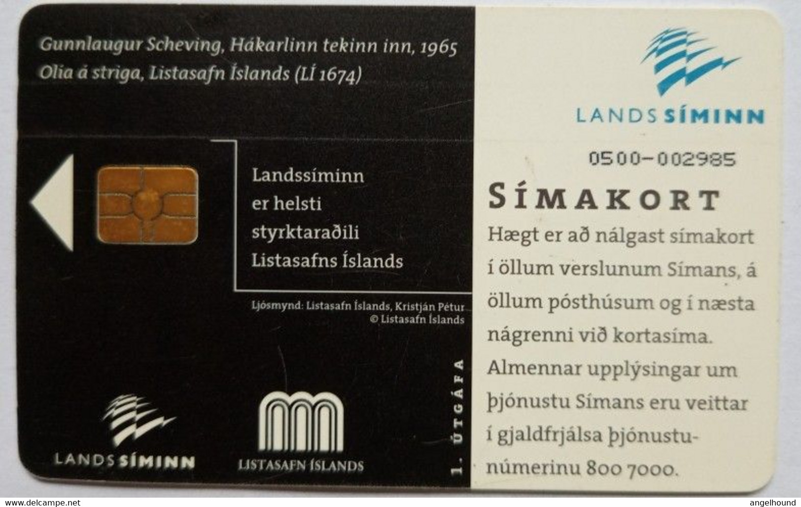 Iceland Simakort 500 Kr. Gunnlaugur Scheving's Painting - Islanda