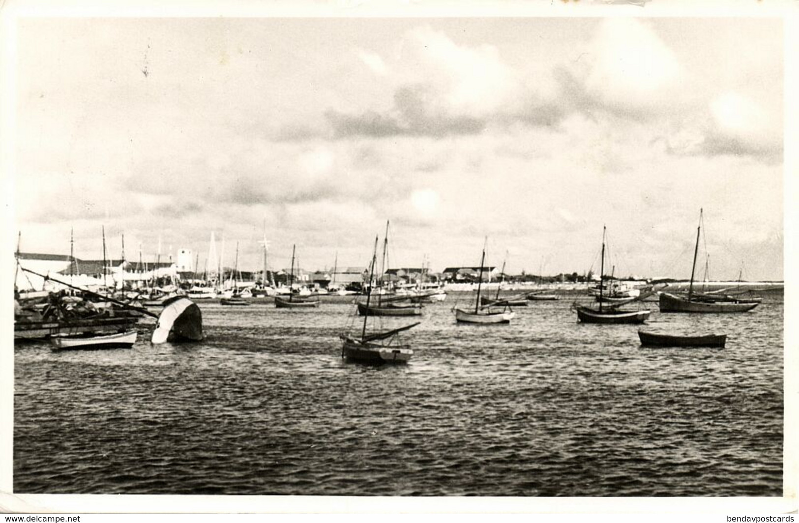 Aruba, N.A., ORANJESTAD, Harbor With Fishing Schooners (1961) RPPC Postcard - Aruba