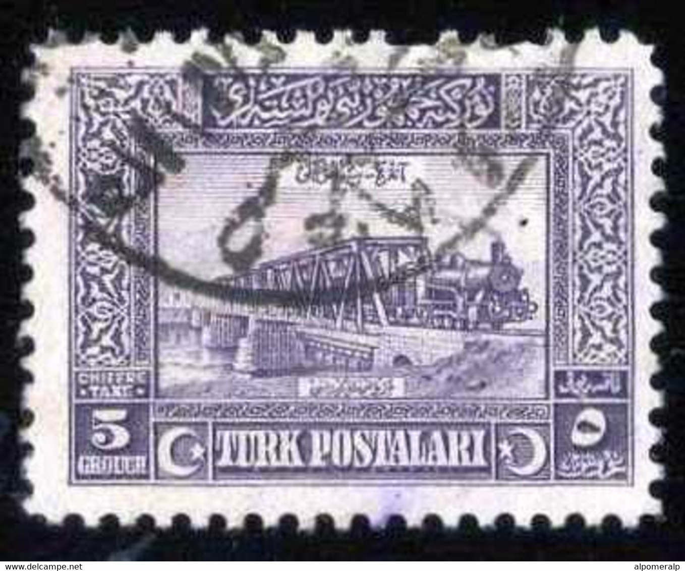Türkiye 1926 P56 Postage Due, Railroad Bridge Over Kizil Irmak | Locomotive, Railway, Steam Traction - Strafport