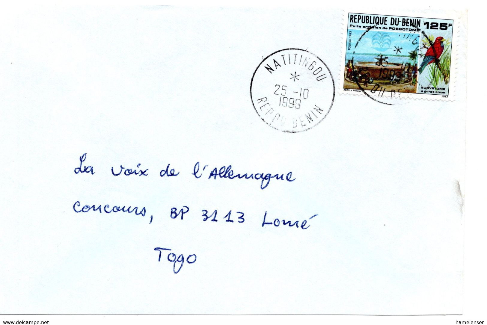 60293 - Benin - 1998 - 125F Blaukehlroller EF A Bf NATITINGOU -> Togo - Sonstige & Ohne Zuordnung