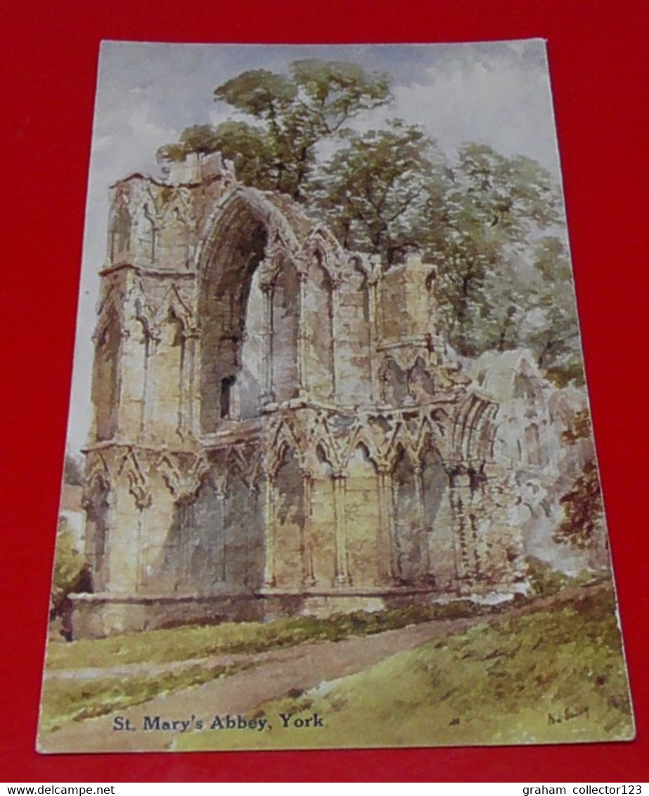 Vintage Printed Postcard Postale Carte Postkarte St Mary's Abbey York Yorkshire - York