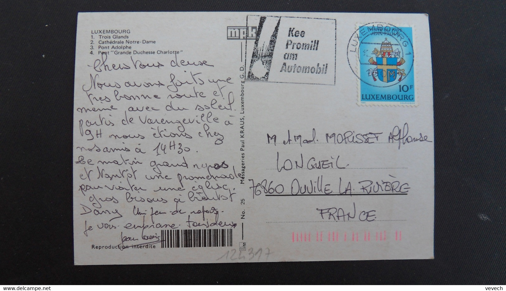 CP TP VISITE DU PAPE JEAN-PAUL II OBL.MEC.12-2 88 LUXEMBOURG 1 - Cartas & Documentos