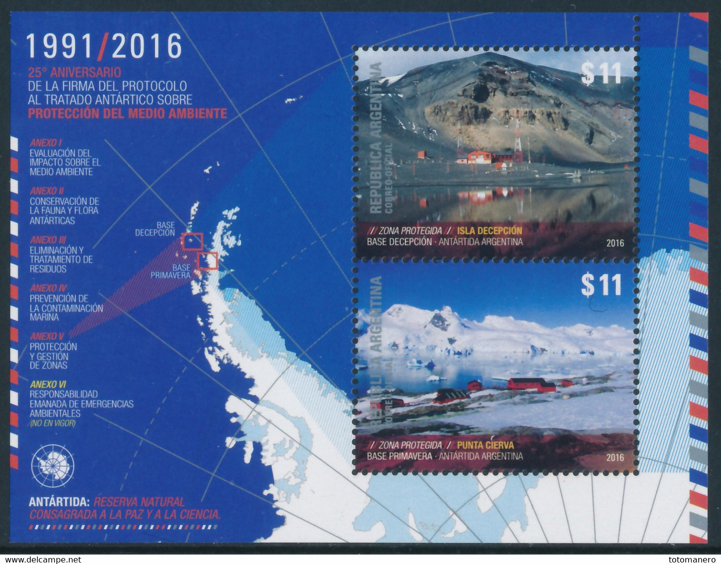 ARGENTINA 2016 Antarctic Treaty 25° Anniversary Minisheet** - Traité Sur L'Antarctique