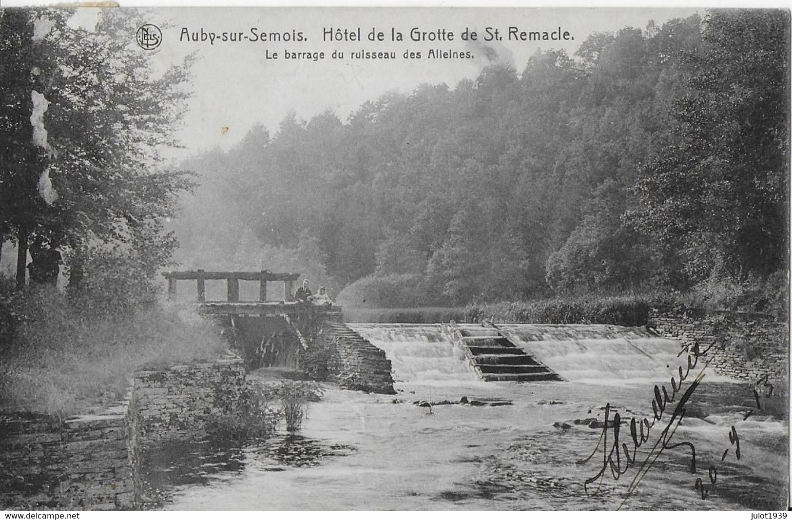 AUBY ..-- Barrage Des ALLEINES . ENFANTS . 1913 Vers SCHAERBEEK ( Melle Nelly VIROUX ) . VVerso .  Signé : Tante VIRGINI - Bertrix