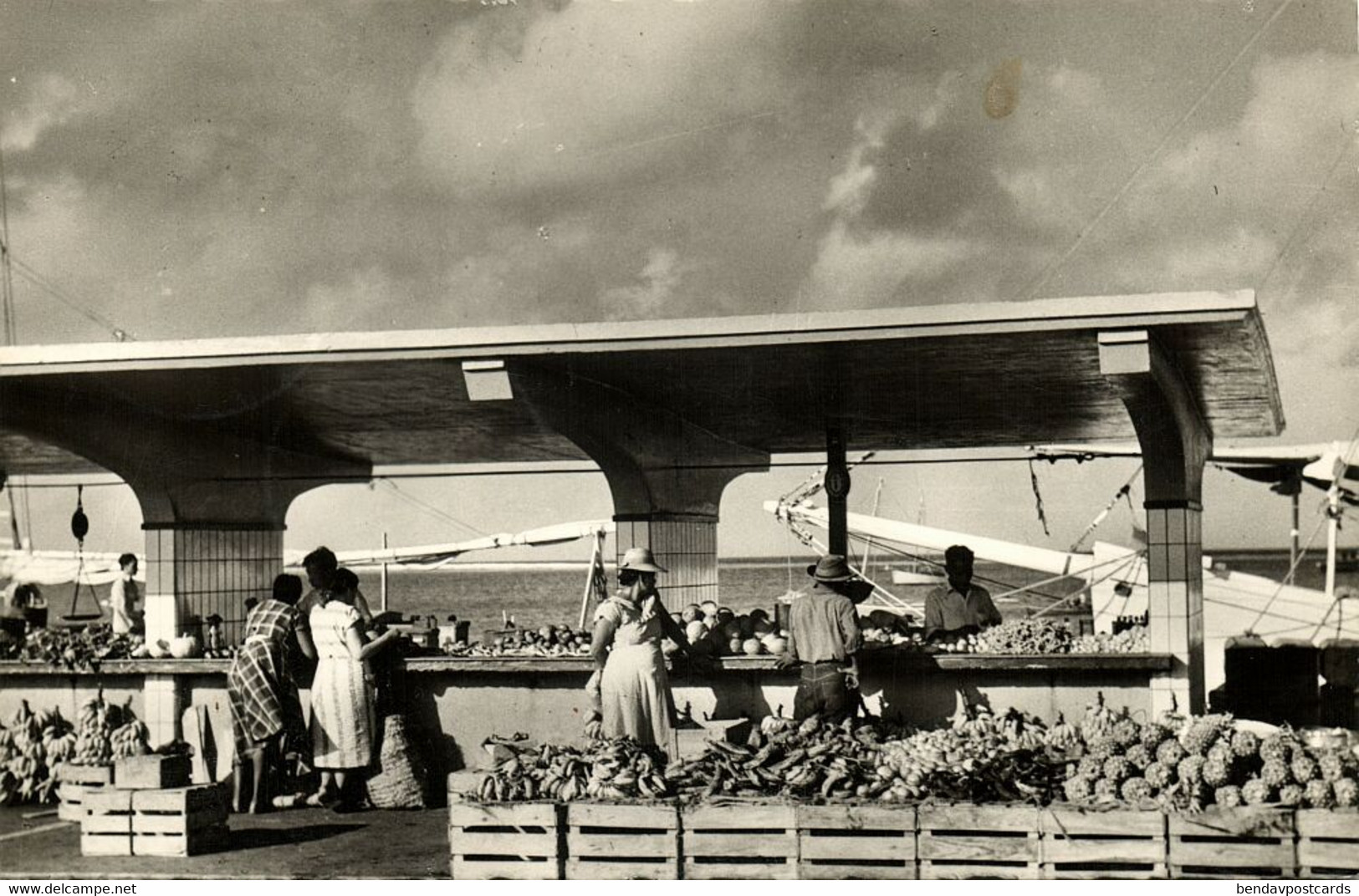 Aruba, N.A., ORANJESTAD, Fruit Market (1957) RPPC Postcard - Aruba