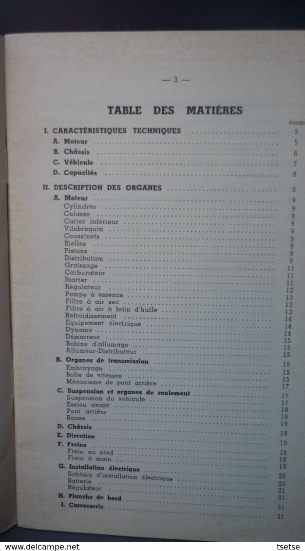 Camionette Renault Type R 2065  - Notice D'entretien - 1957 - 48 Pages - Camion