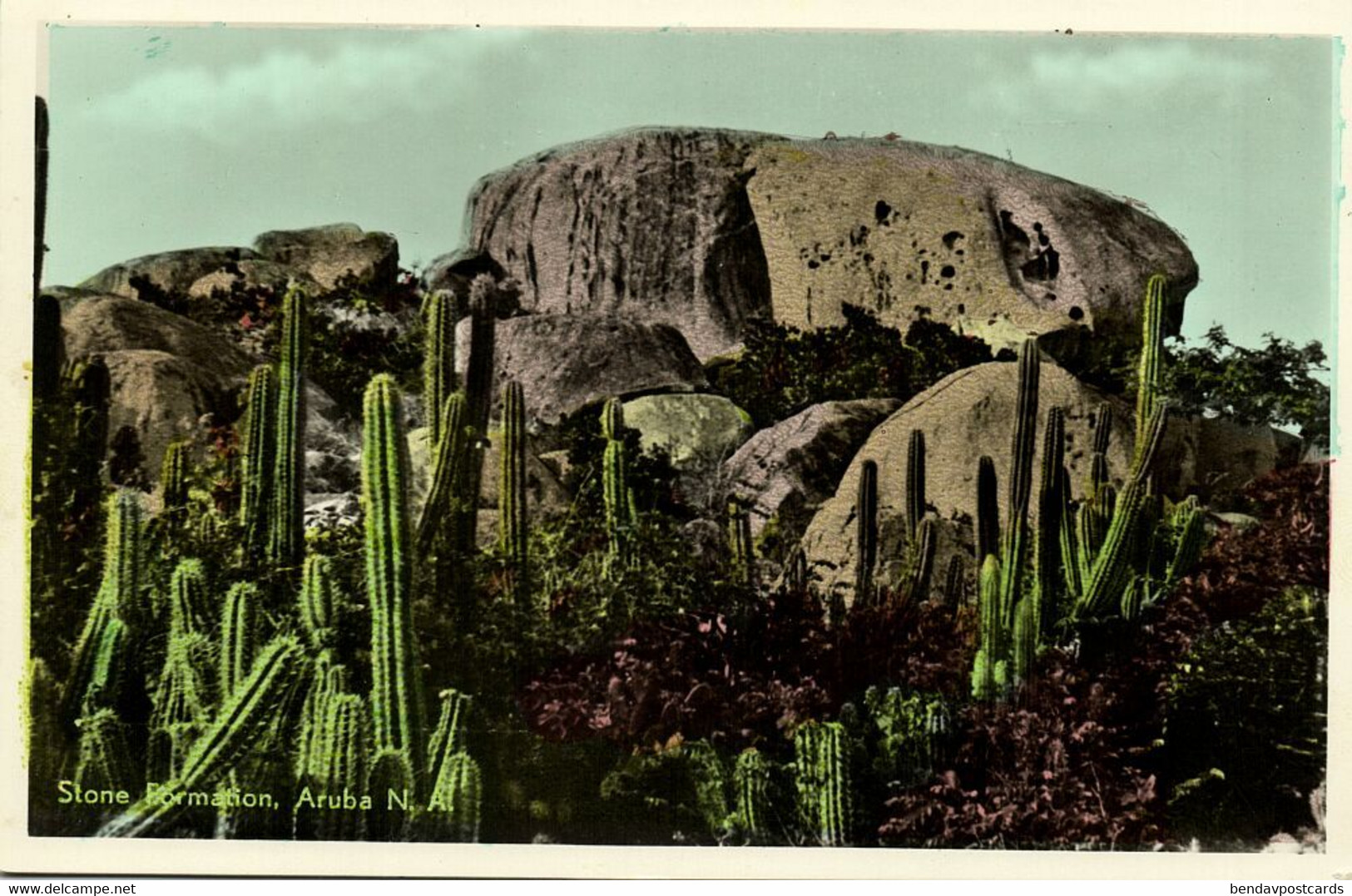 Aruba, N.A., Stone Formation (1950s) Tinted RPPC Postcard - Aruba