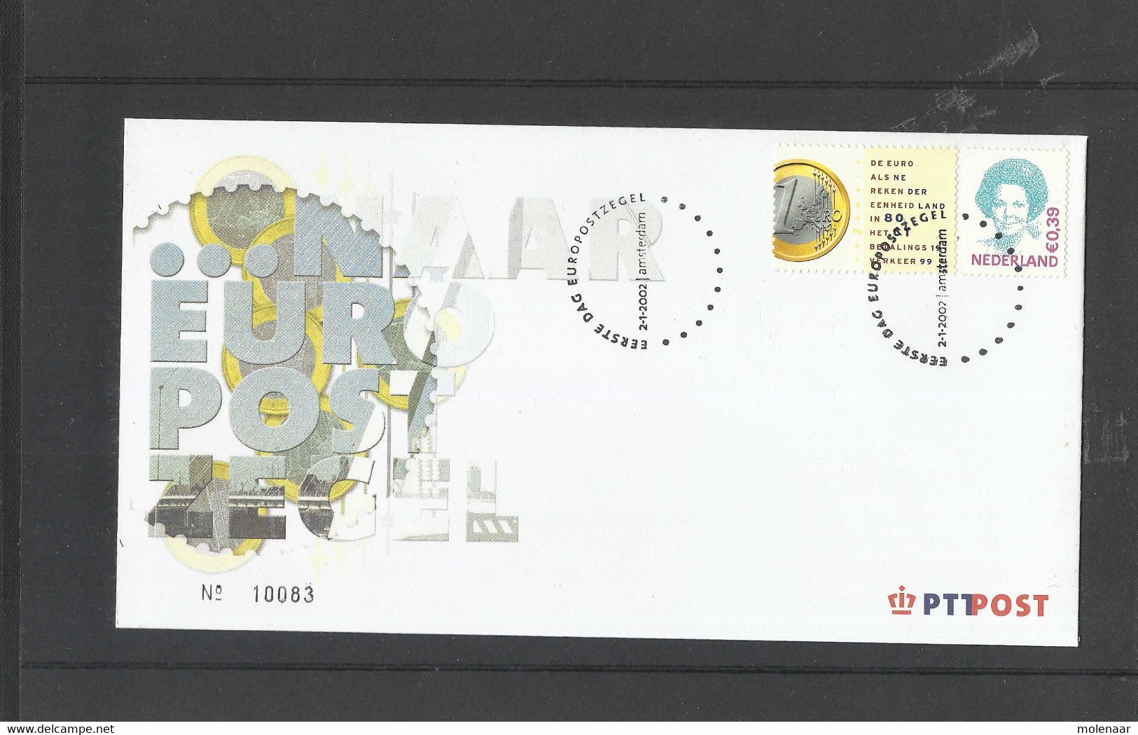 Nederland Mapje Met 2 Covers "Van Gulden Naar Euro" 2-1-2002 (7926) - Lettres & Documents