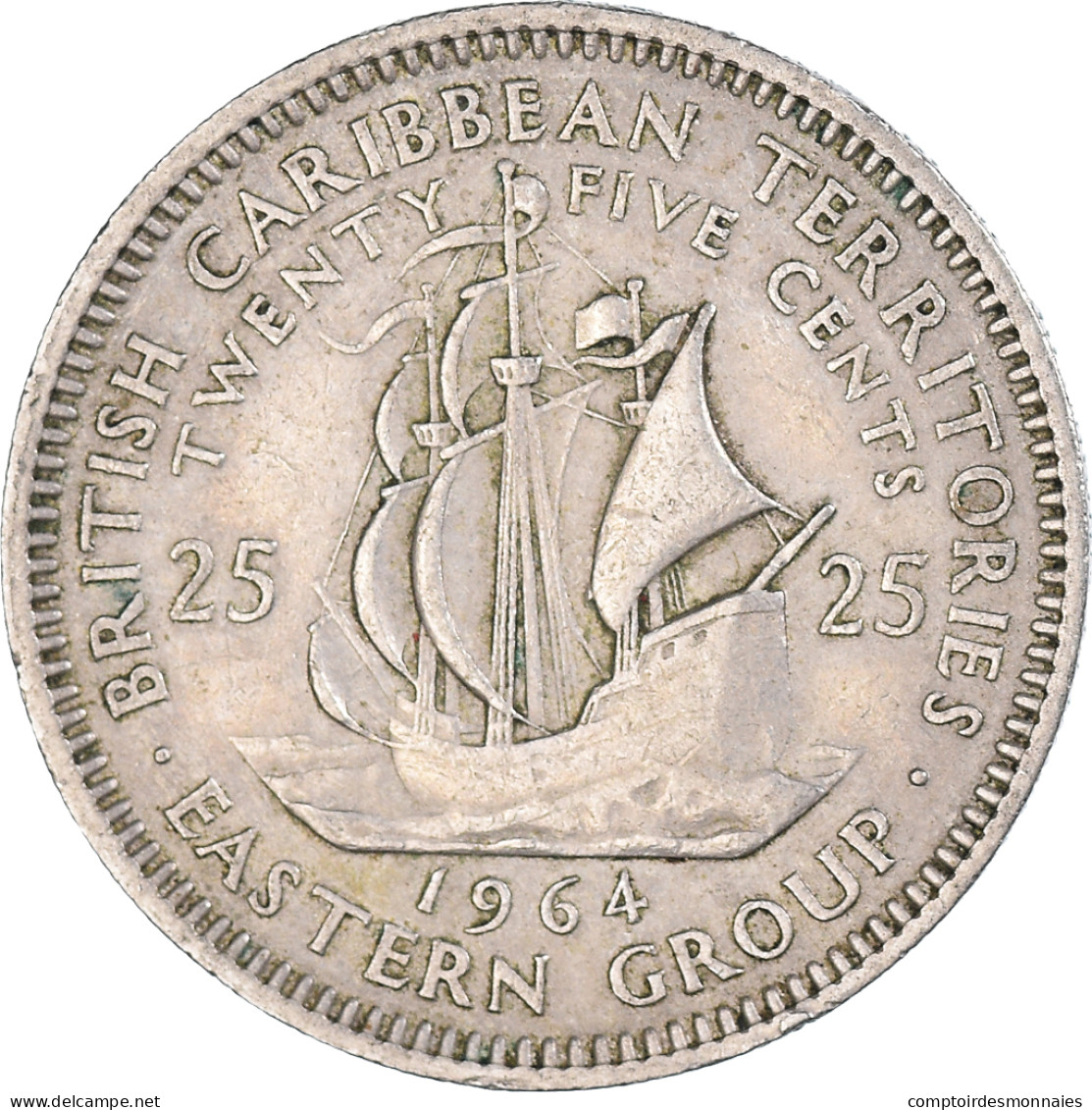 Monnaie, Territoires Britanniques Des Caraïbes, 25 Cents, 1964 - Caribe Británica (Territorios Del)
