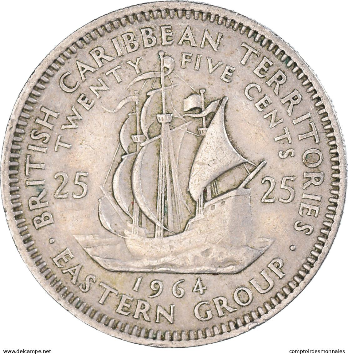 Monnaie, Territoires Britanniques Des Caraïbes, 25 Cents, 1964 - Britse Caribische Gebieden