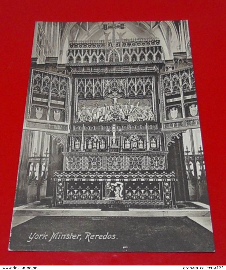 Vintage Printed Postcard Postale Carte Postkarte York Minster Reredos York Yorkshire - York