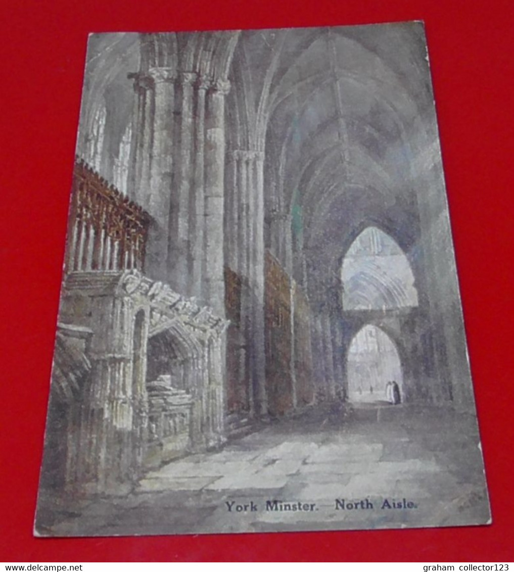 Vintage Printed Postcard Postale Carte Postkarte York Minster North Aisle York Yorkshire - York