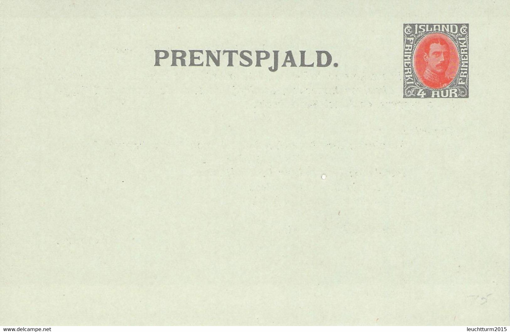 ICELAND - PRENTSPJALD 4 AUR (1928) ESPERANTO Mi #P67 Unc / Q - Interi Postali