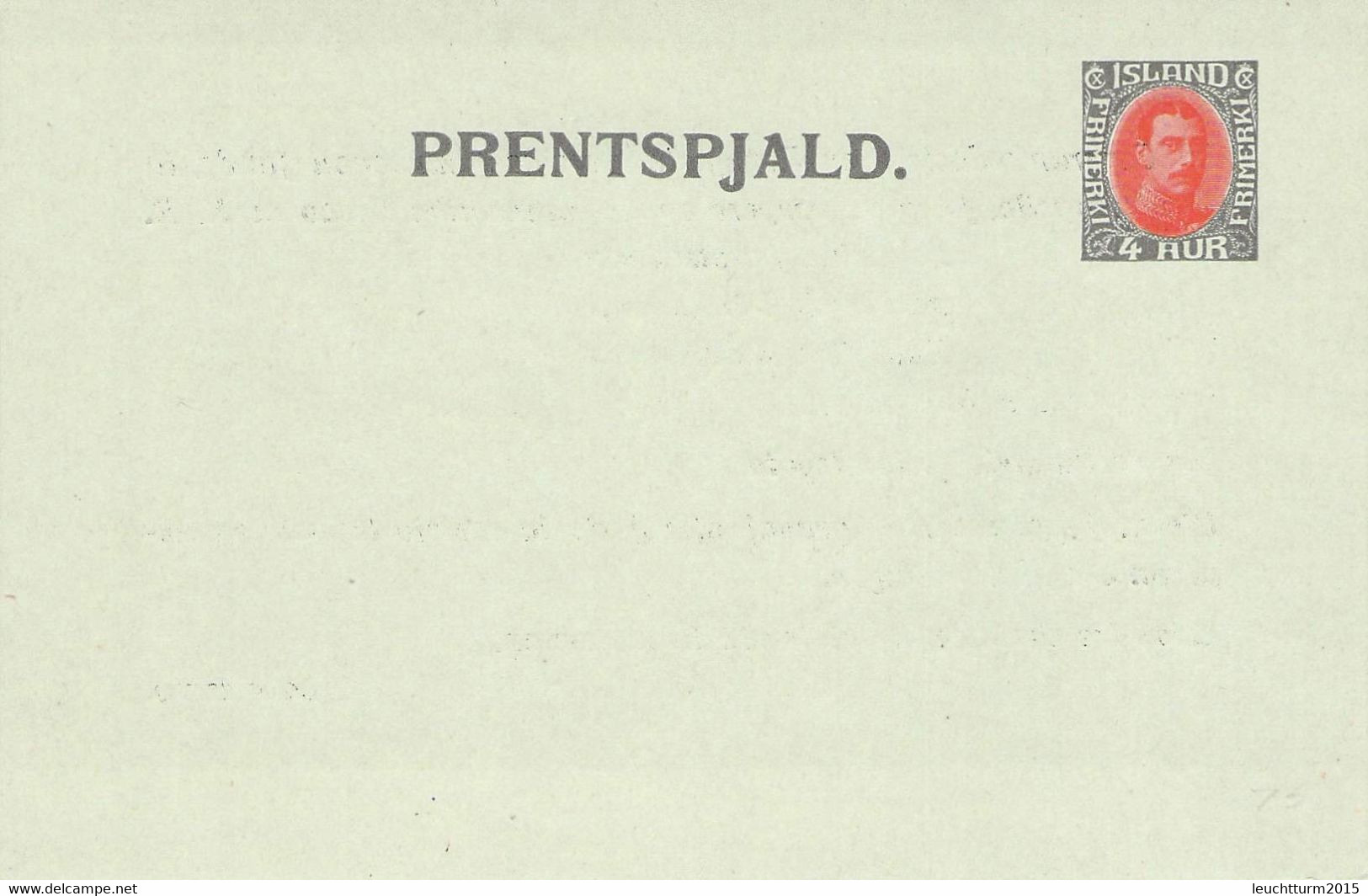 ICELAND - PRENTSPJALD 4 AUR (1928) ESPERANTO Mi #P67 Unc / Q - Postwaardestukken