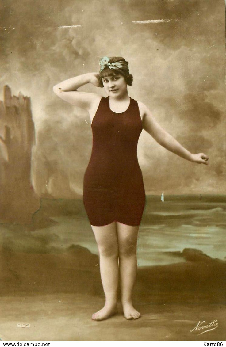 Baigneuse * Carte Photo Mode Novella * Femme Maillot De Bain * Art Déco - Mode